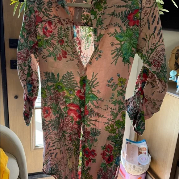 Plum Pretty Sugar Pink Floral Button-Front shirt Dress - Picture 2 of 2